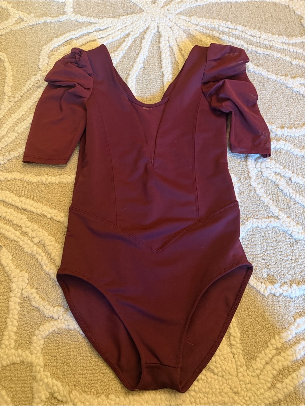 Tiger Friday Burgundy Puff-Sleeve Leotard size AXS